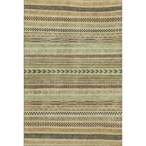 HomeRoots 5' X 8' Beige Taupe & Brown Striped Area Rug - Washable, UV-Protected, Stain-Resistant for Homes 695158