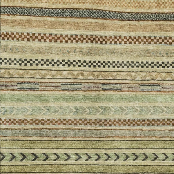 HomeRoots 5' X 8' Beige Taupe & Brown Striped Area Rug - Washable, UV-Protected, Stain-Resistant for Homes 695158