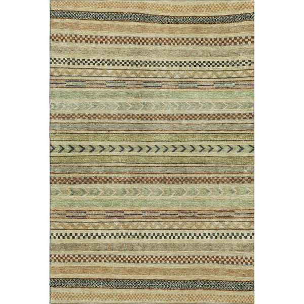 HomeRoots 9' X 12' Washable Beige, Taupe & Brown Striped Area Rug with UV Protection for Family-Friendly Homes 695161