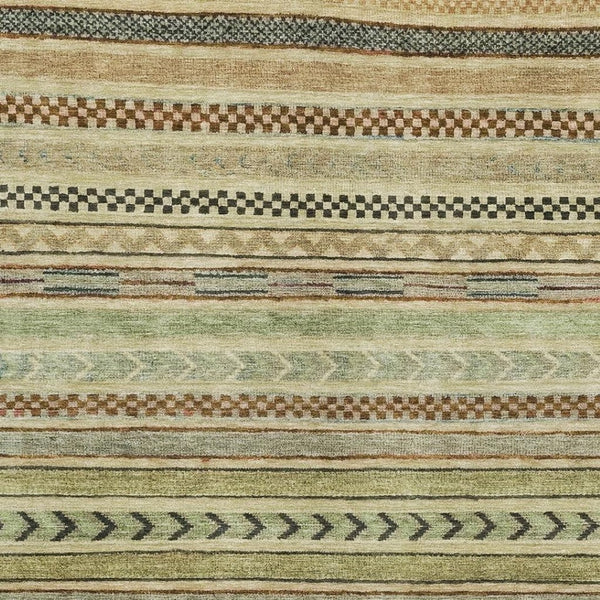 HomeRoots 9' X 12' Washable Beige, Taupe & Brown Striped Area Rug with UV Protection for Family-Friendly Homes 695161