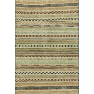 HomeRoots 9' X 12' Washable Beige, Taupe & Brown Striped Area Rug with UV Protection for Family-Friendly Homes 695161