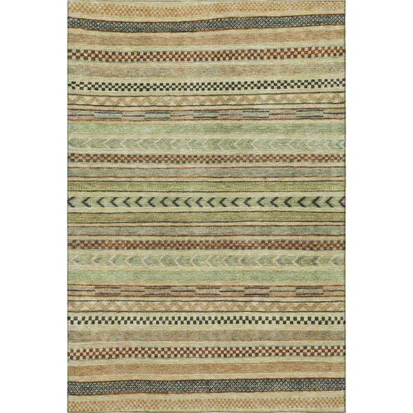 HomeRoots 9' X 12' Washable Beige, Taupe & Brown Striped Area Rug with UV Protection for Family-Friendly Homes 695161