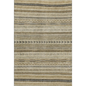 HomeRoots 5' X 8' Chocolate Gray and Ivory Striped Washable Area Rug - Stylish, Durable, UV Protected Design! 695170