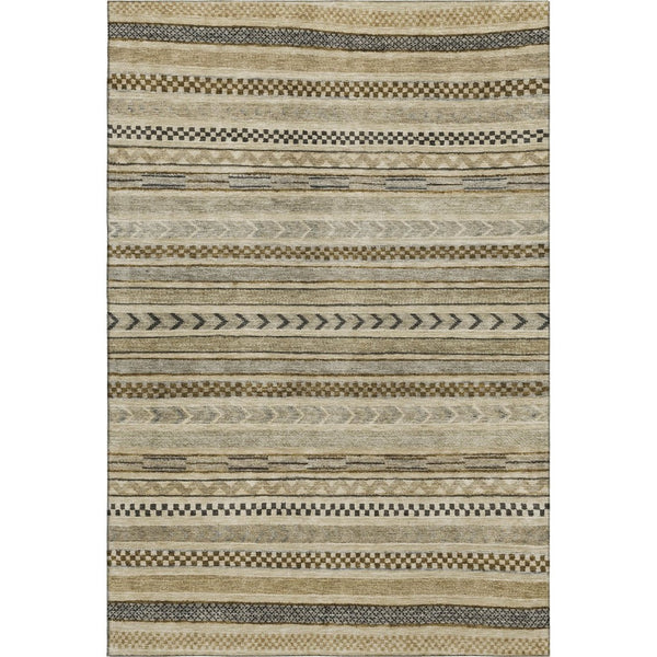 HomeRoots 5' X 8' Chocolate Gray and Ivory Striped Washable Area Rug - Stylish, Durable, UV Protected Design! 695170