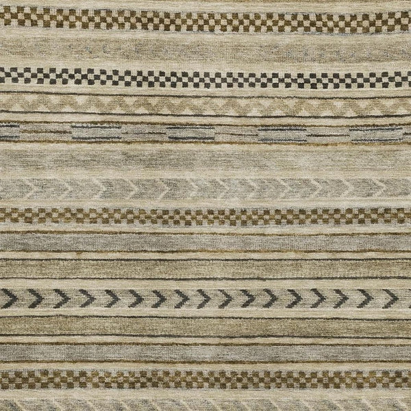 HomeRoots 5' X 8' Chocolate Gray and Ivory Striped Washable Area Rug - Stylish, Durable, UV Protected Design! 695170