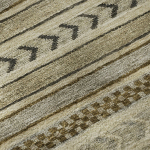 HomeRoots 8' Chocolate Gray and Ivory Striped Washable Round Rug with UV Protection for Stylish Spaces 695171