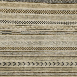 HomeRoots 8' Chocolate Gray & Ivory Striped Washable Area Rug – Durable, UV-Protected, Pet Friendly Design! 695172