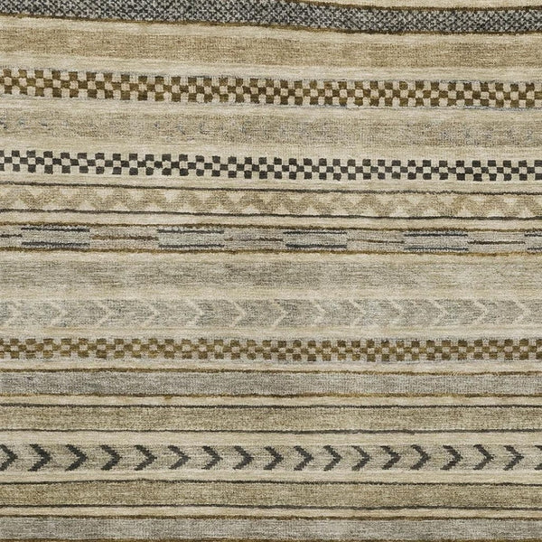 HomeRoots 9' X 12' Chocolate Gray & Ivory Striped Washable Area Rug with UV Protection for Indoor & Outdoor Use 695173