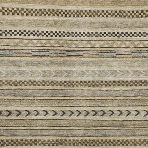 HomeRoots 10' X 14' Chocolate Gray Striped Washable Area Rug with UV Protection for Family-Friendly Spaces 695174