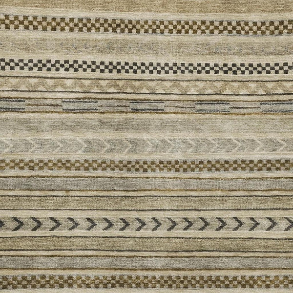 HomeRoots 10' X 14' Chocolate Gray Striped Washable Area Rug with UV Protection for Family-Friendly Spaces 695174