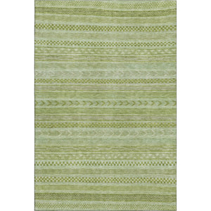HomeRoots 10' X 14' Artichoke Green & Sage Striped Washable Area Rug – UV Protected, Durable & Stylish Design 695180