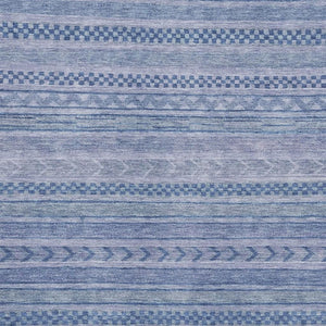 HomeRoots 9' X 12' Stylish Denim Blue & Gray Striped Area Rug – Washable, UV-Protected, Durable & Non-Slip 695185