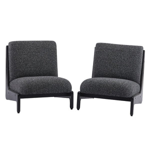 English Elm Scott Living Moda Set of 2 Accent Chairs White Cushion Matte Black Wood Frame Black N767P356660S