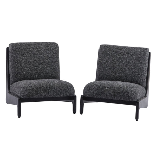 English Elm Scott Living Moda Set of 2 Accent Chairs White Cushion Matte Black Wood Frame Black N767P356660S