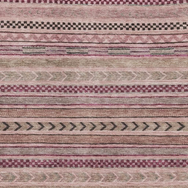 HomeRoots 5' Pink and Gray Striped Washable Area Rug with UV Protection for Durable, Stylish Home Spaces 695188