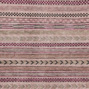 HomeRoots 9' X 12' Stylish Pink and Gray Striped Washable Area Rug with UV Protection for Easy Care and Comfort 695191