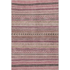HomeRoots 10' Pink and Gray Striped Washable Area Rug - UV Protection, Stain Resistant, Ideal for High-Traffic Homes 695192