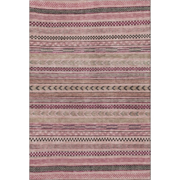 HomeRoots 10' Pink and Gray Striped Washable Area Rug - UV Protection, Stain Resistant, Ideal for High-Traffic Homes 695192