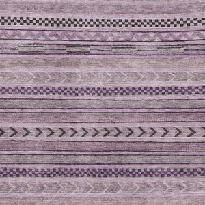 HomeRoots 8' X 10' Plum and Gray Striped Area Rug - Durable, Washable, UV Protected, Pet-Friendly Design 695196