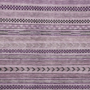 HomeRoots 9' X 12' Durable Plum and Gray Striped Area Rug – Washable, UV Protected, Ideal for Family Life 695197