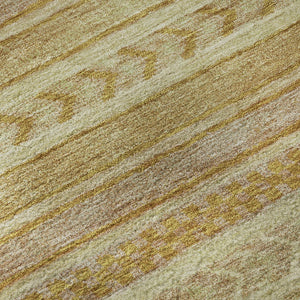 HomeRoots 9' X 12' Salmon Gold and Beige Striped Washable Area Rug with Non-Slip Backing & UV Protection 695203