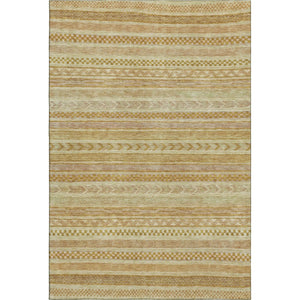 HomeRoots 10' X 14' Salmon Gold & Beige Striped Area Rug - Washable, UV Protected, Durable, Stain Resistant Design 695204
