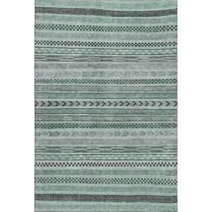 HomeRoots 5' X 8' Teal and Gray Striped Washable Area Rug with UV Protection for Stylish, Active Homes 695206