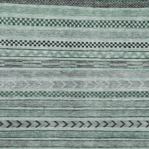 HomeRoots 8' X 10' Teal and Gray Striped Washable Area Rug - Durable, Stain-Resistant, UV Protected & Stylish 695208