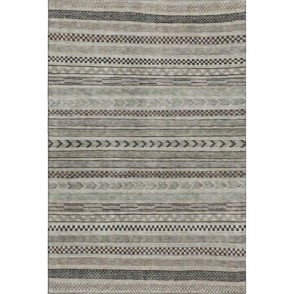 HomeRoots 5' X 8' Versatile Taupe and Beige Striped Area Rug - Stain Resistant, UV Protected, Non-Slip Design! 695212