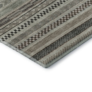 HomeRoots 5' X 8' Versatile Taupe and Beige Striped Area Rug - Stain Resistant, UV Protected, Non-Slip Design! 695212