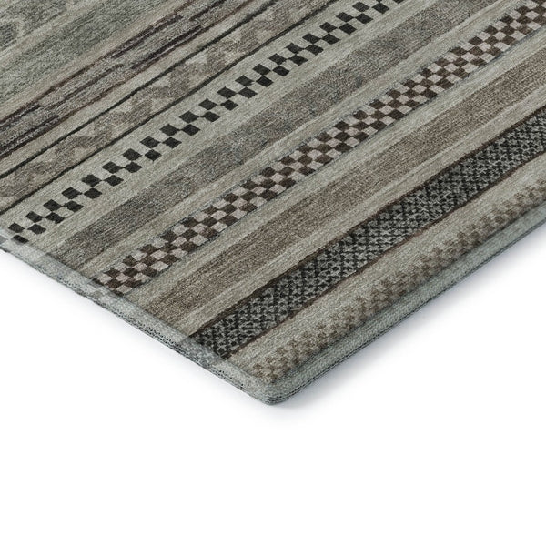 HomeRoots 5' X 8' Versatile Taupe and Beige Striped Area Rug - Stain Resistant, UV Protected, Non-Slip Design! 695212