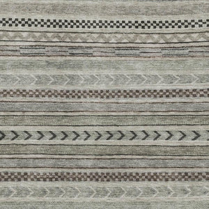 HomeRoots 5' X 8' Versatile Taupe and Beige Striped Area Rug - Stain Resistant, UV Protected, Non-Slip Design! 695212