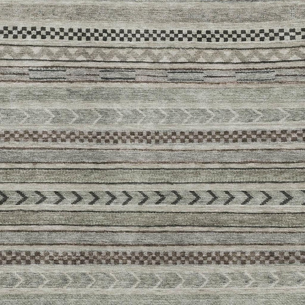 HomeRoots 5' X 8' Versatile Taupe and Beige Striped Area Rug - Stain Resistant, UV Protected, Non-Slip Design! 695212
