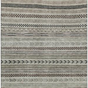 HomeRoots 5' X 8' Versatile Taupe and Beige Striped Area Rug - Stain Resistant, UV Protected, Non-Slip Design! 695212