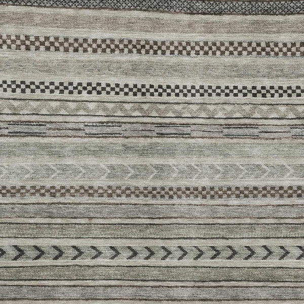 HomeRoots 8' X 10' Taupe and Beige Striped Washable Area Rug with UV Protection for High-Traffic Spaces 695214