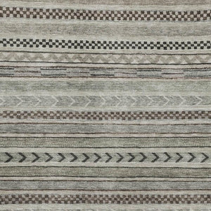 HomeRoots 9' X 12' Taupe and Beige Striped Washable Area Rug - Durable, Stylish, UV Protected for High Traffic Areas 695215