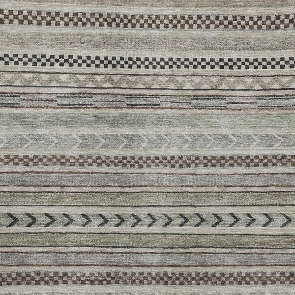 HomeRoots 9' X 12' Taupe and Beige Striped Washable Area Rug - Durable, Stylish, UV Protected for High Traffic Areas 695215