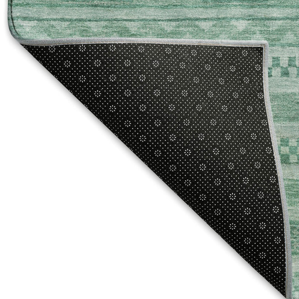 HomeRoots 5' X 8' Vibrant Turquoise & Teal Striped Washable Area Rug with UV Protection for Stylish Durability 695218