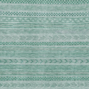 HomeRoots 5' X 8' Vibrant Turquoise & Teal Striped Washable Area Rug with UV Protection for Stylish Durability 695218