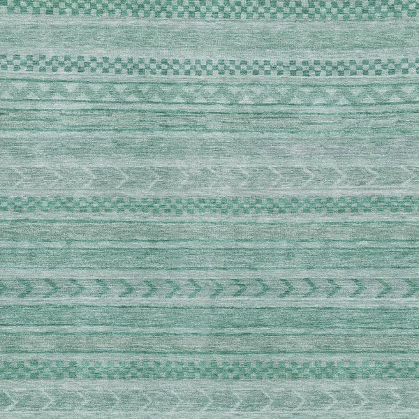 HomeRoots 5' X 8' Vibrant Turquoise & Teal Striped Washable Area Rug with UV Protection for Stylish Durability 695218