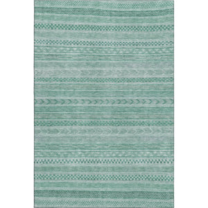 HomeRoots 9' X 12' Turquoise & Teal Striped Washable Area Rug - UV Protected, Pet-Friendly, Durable Design 695221