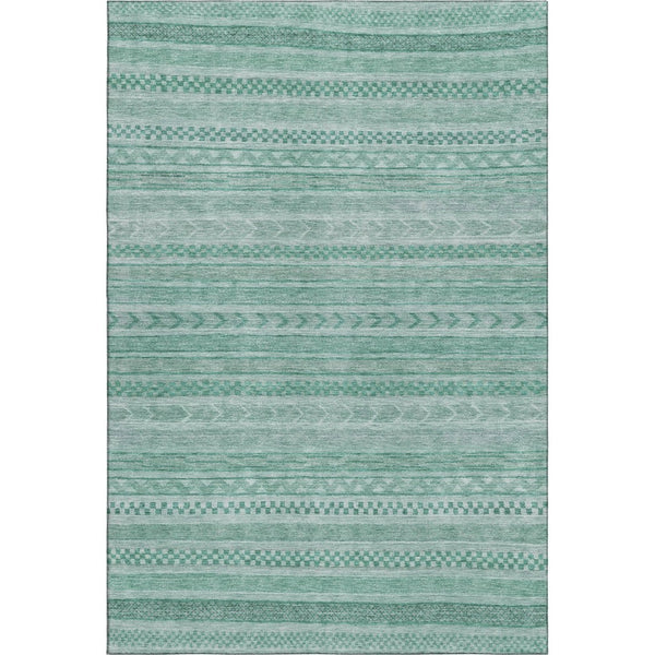 HomeRoots 9' X 12' Turquoise & Teal Striped Washable Area Rug - UV Protected, Pet-Friendly, Durable Design 695221