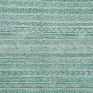 HomeRoots 9' X 12' Turquoise & Teal Striped Washable Area Rug - UV Protected, Pet-Friendly, Durable Design 695221