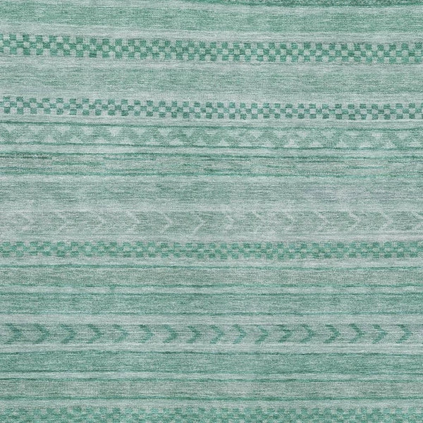 HomeRoots 9' X 12' Turquoise & Teal Striped Washable Area Rug - UV Protected, Pet-Friendly, Durable Design 695221