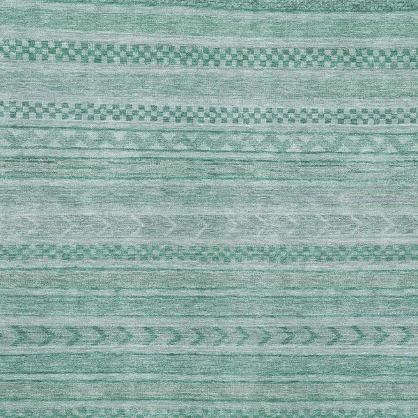 HomeRoots 10' X 14' Turquoise & Teal Striped Area Rug - Washable, UV-Protected, Durable for High-Traffic Spaces 695222