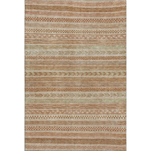 HomeRoots 9' X 12' Durable Terra Cotta Striped Area Rug with Washable, UV Protection for High Traffic Spaces 695227