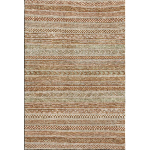 HomeRoots 9' X 12' Durable Terra Cotta Striped Area Rug with Washable, UV Protection for High Traffic Spaces 695227