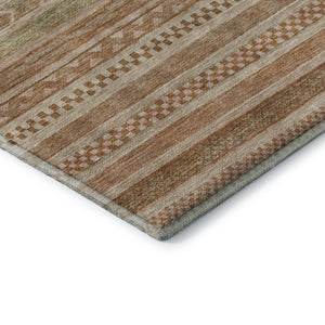 HomeRoots 9' X 12' Durable Terra Cotta Striped Area Rug with Washable, UV Protection for High Traffic Spaces 695227