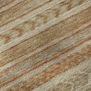 HomeRoots 9' X 12' Durable Terra Cotta Striped Area Rug with Washable, UV Protection for High Traffic Spaces 695227
