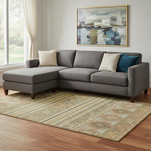 HomeRoots 8' X 10' Beige, Gold & Gray Medallion Area Rug – Washable, UV-Protected, Stylish & Durable for Homes 695232